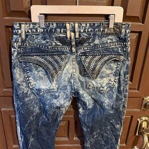 Robin's Jean Men's Acid-Wash Skinny Jeans - Blue and White